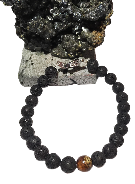 Bracelet Lave et perle de tamarin diamètre 6