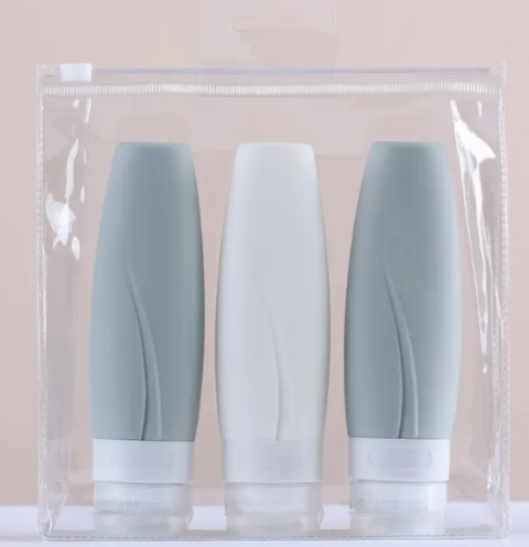 3 Flacons de voyage pour gel douche et shampoing